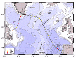 GEOVIDE cruise: position of the 78 hydrographic stations