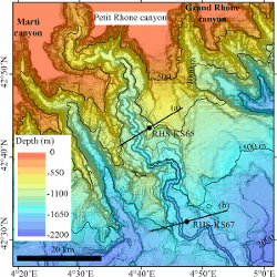 Location of sediment cores RHS-KS65 and RHS-KS67