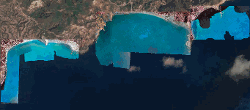 Screenshot of the 3 drone photomosaics covering shallow-water hydrothermal systems SE Milos (Agia, Paleochori and Spathi Bays)