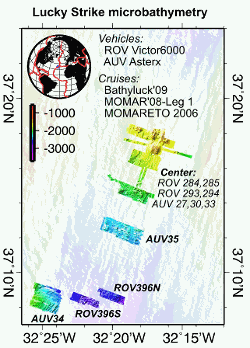 Microbathymetry grids along the Lucky Strike ridge segment (Mid Atlantic Ridge)