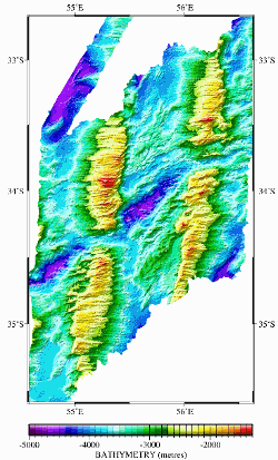 Gridded bathymetric data on the Southwest Indian Ridge between 54°35’E and 56°37’E