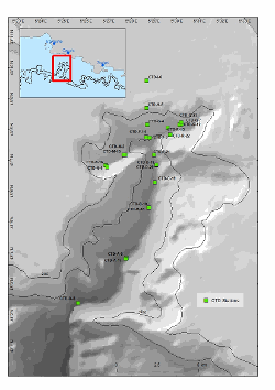Location of CTD profiles in the Cassidaigne canyon during the BATHYCOR2 oceanographic campaign